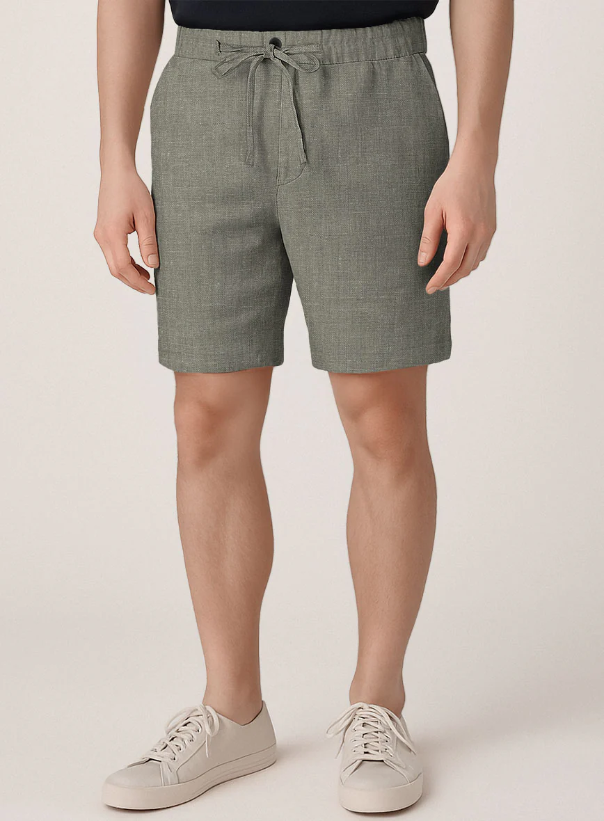 Sage Green Linen Shorts - Image 2