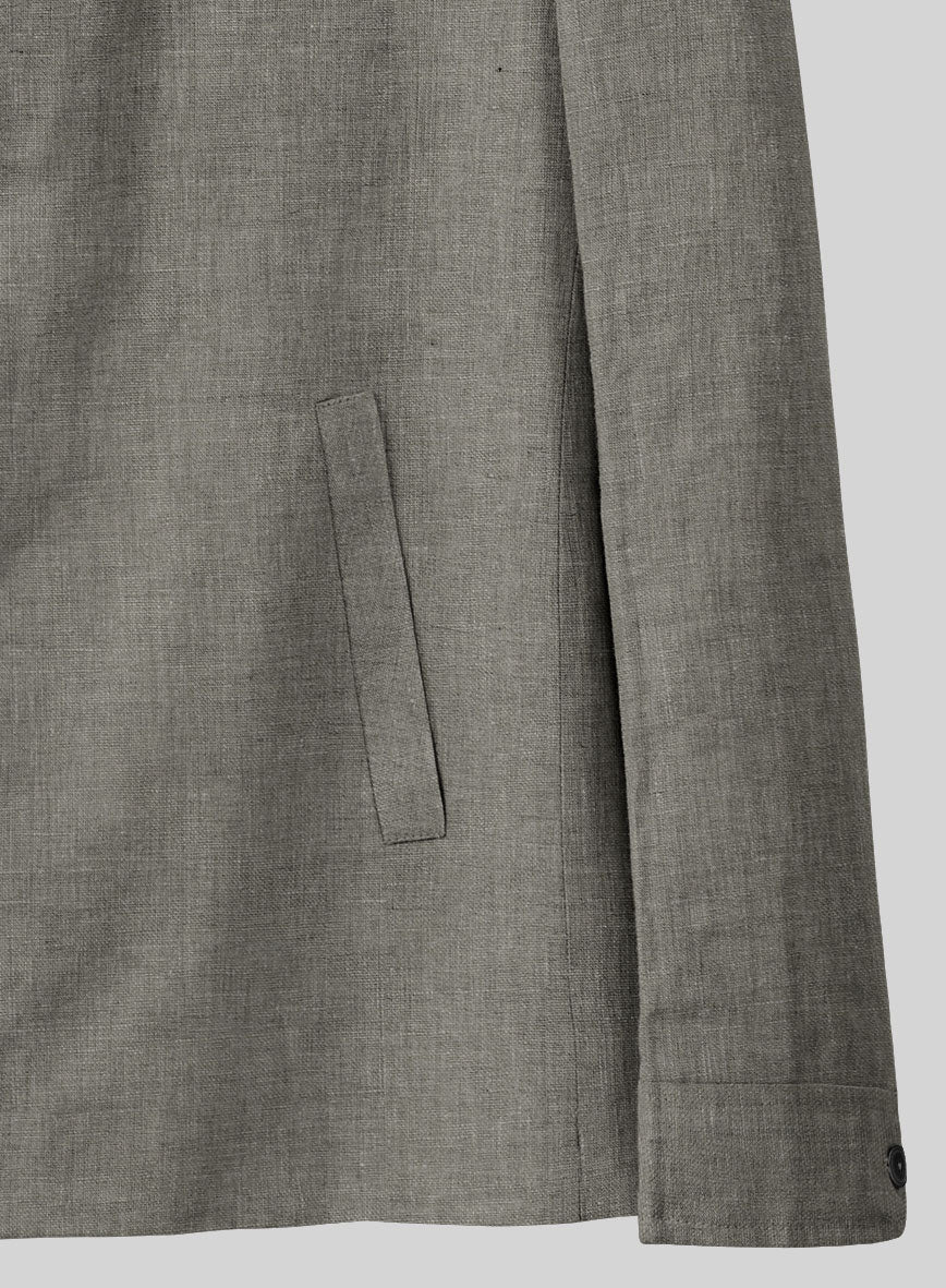 Sage Green Linen Zipper Jacket - Image 4