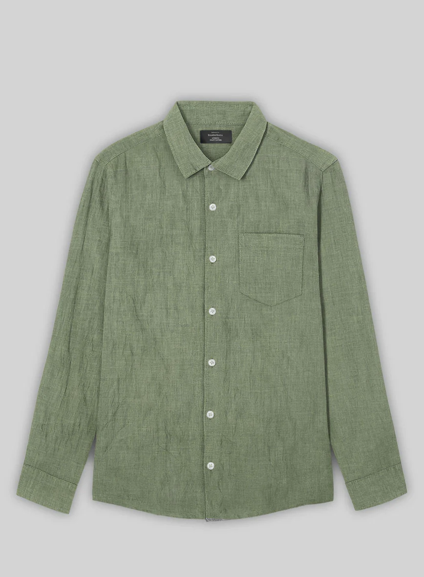 Sage Green Pure Linen Shirt - Image 2