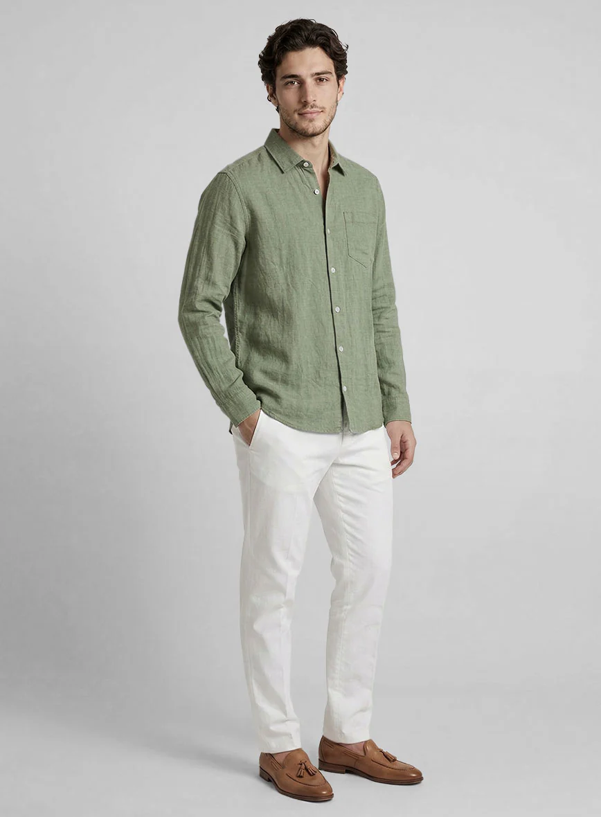 Sage Green Pure Linen Shirt - Image 4