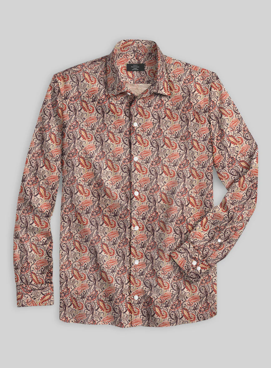 Sandscript Paisley Linen Cotton Shirt - Image 3