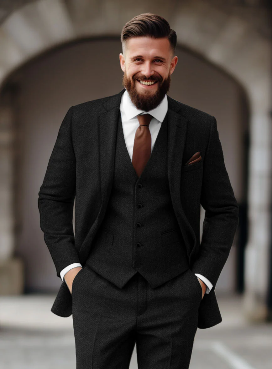 Sartori Allegra Black Herringbone Soft Tweed Jacket - Image 2