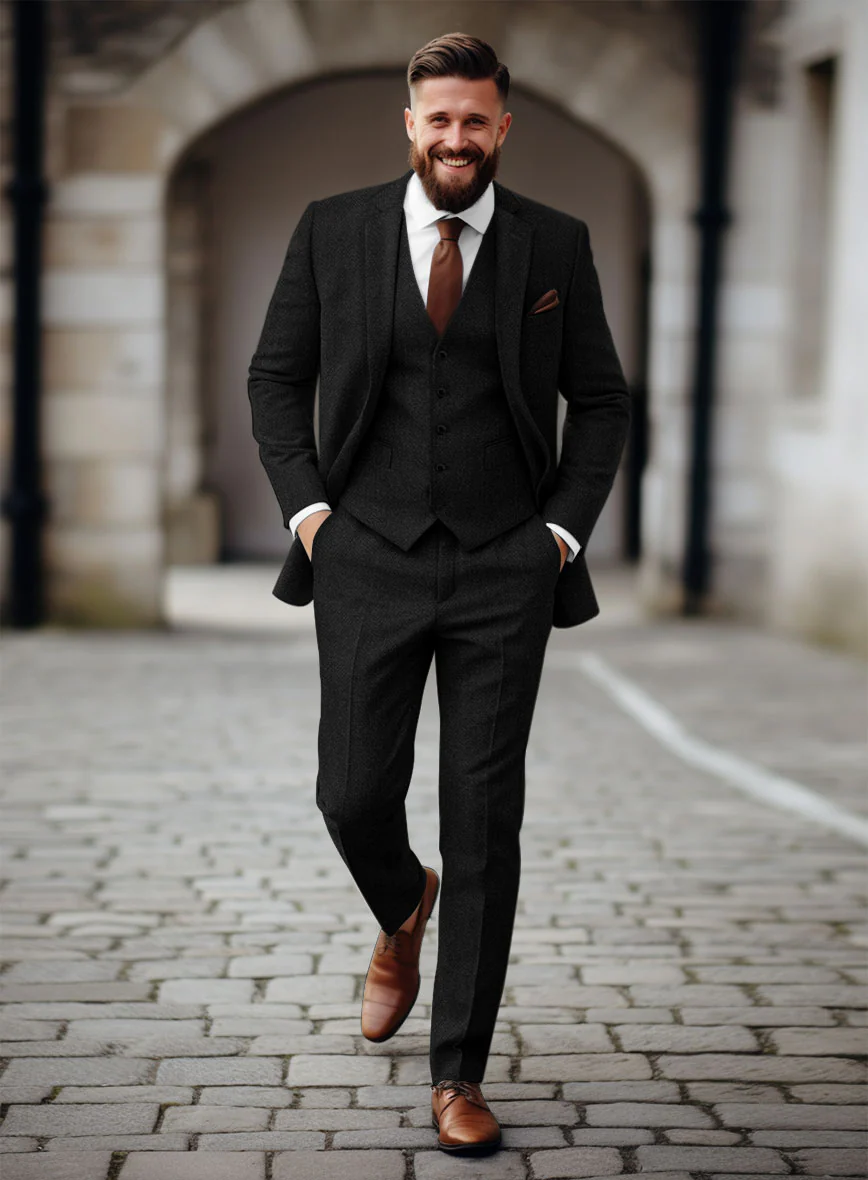 Sartori Allegra Black Herringbone Soft Tweed Suit - Image 2