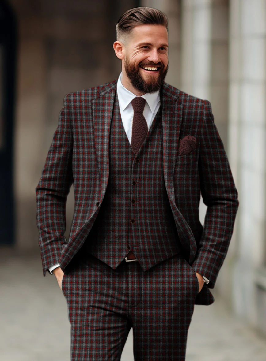 Sartori Ambrogio Red Check Soft Tweed Jacket - Image 2