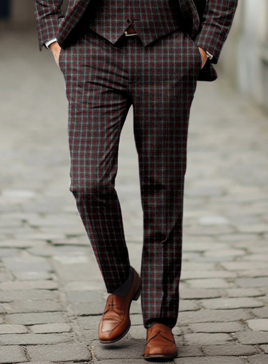 Sartori Ambrogio Red Check Soft Tweed Pants - Image 2