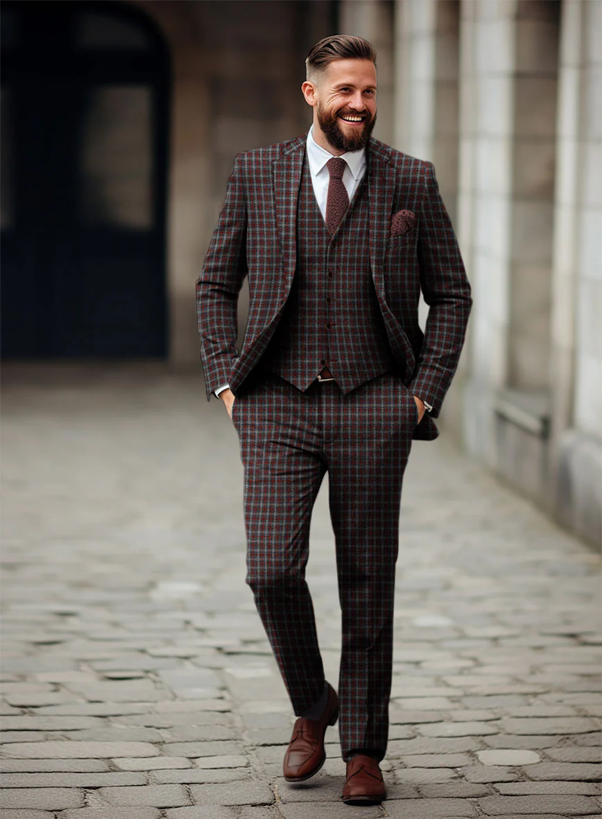 Sartori Ambrogio Red Check Soft Tweed Suit - Image 2