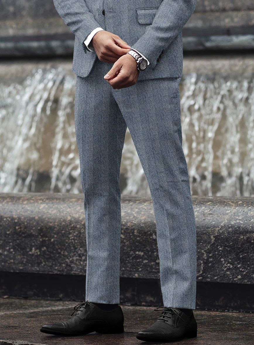 Sartori Anselmo Blue Herringbone Soft Tweed Suit - Image 6