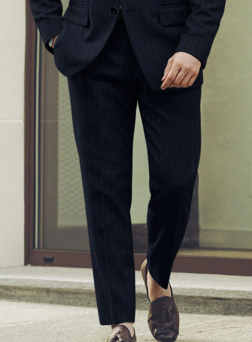 Sartori Ariadna Blue Stripe Soft Tweed Pants - Image 2