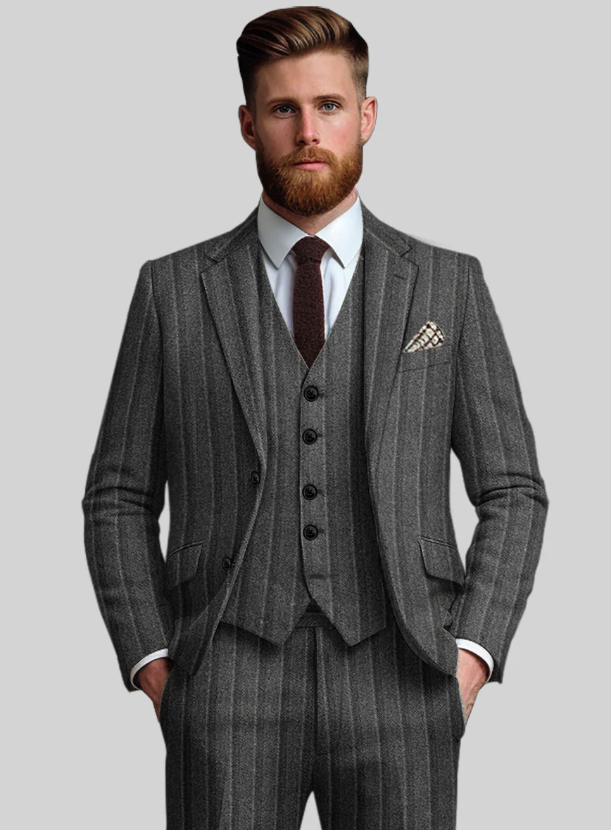 Sartori Leocadia Charcoal Stripe Soft Tweed Suit - Image 3