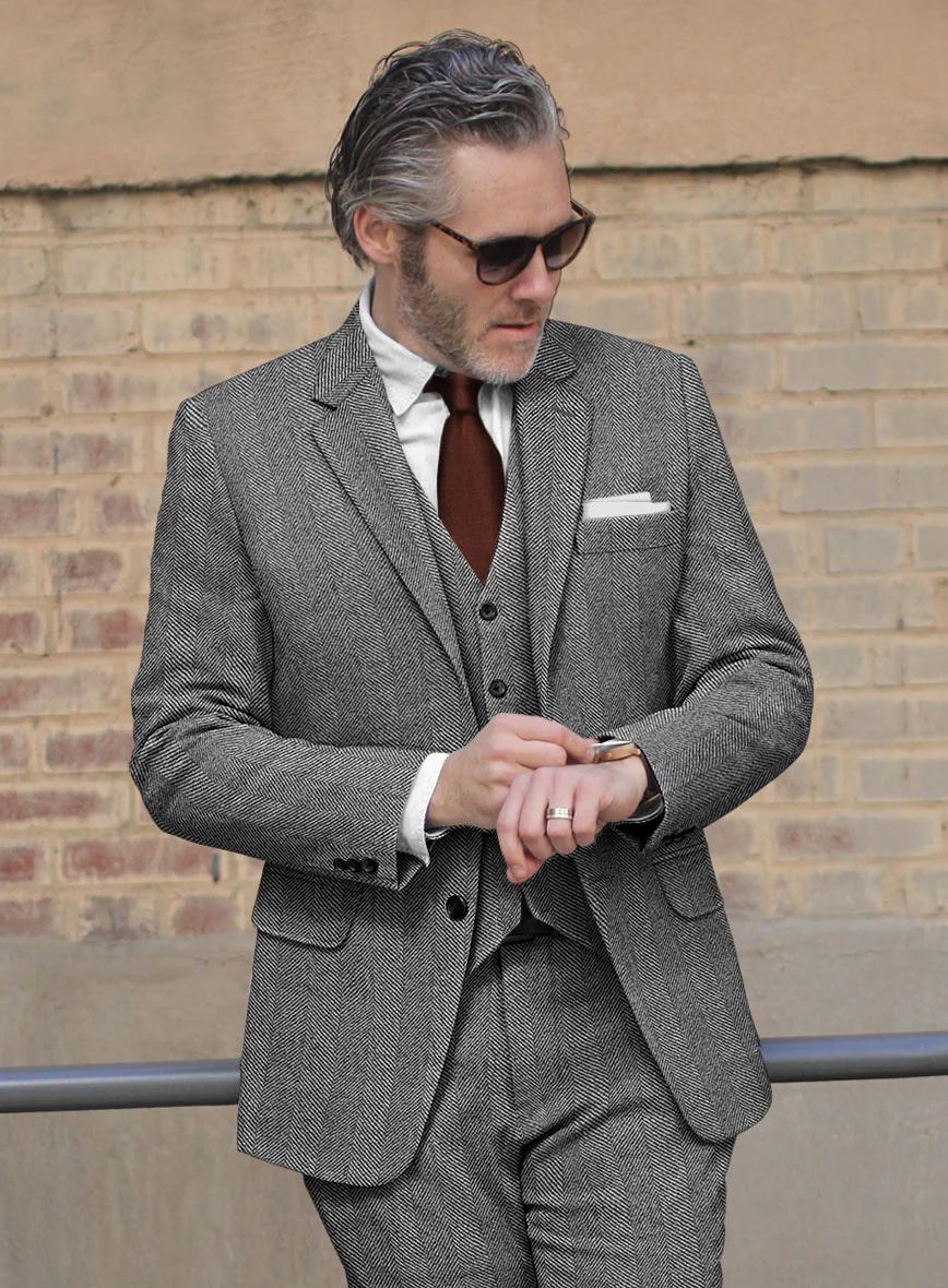 Sartori Teobaldo Gray Herringbone Soft Tweed Jacket - Image 2