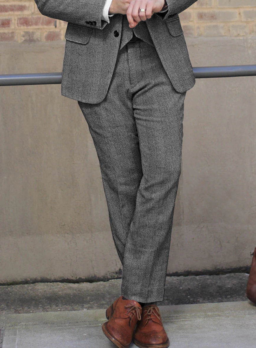 Sartori Teobaldo Gray Herringbone Soft Tweed Pants - Image 2