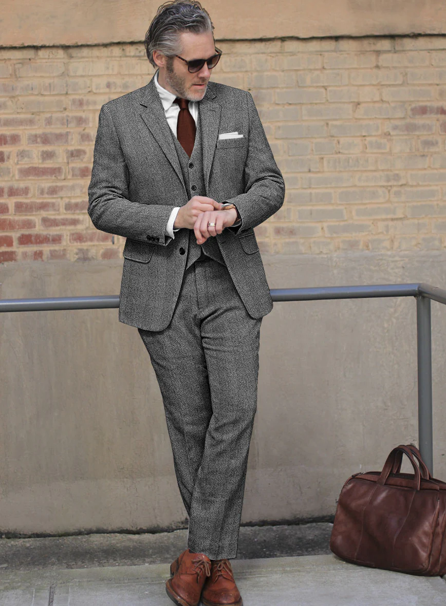 Sartori Teobaldo Gray Herringbone Soft Tweed Suit - Image 2