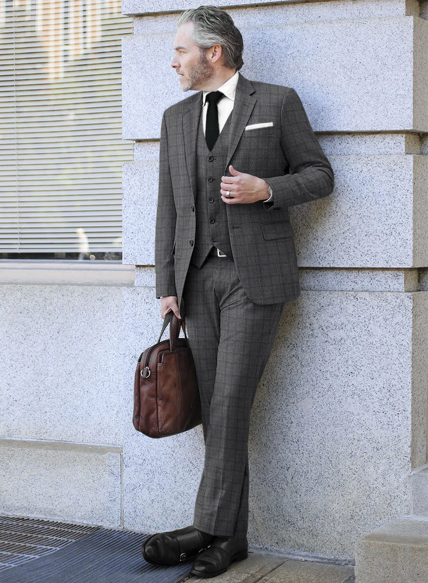 Scabal Algen Glen Gray Wool Suit - Image 2
