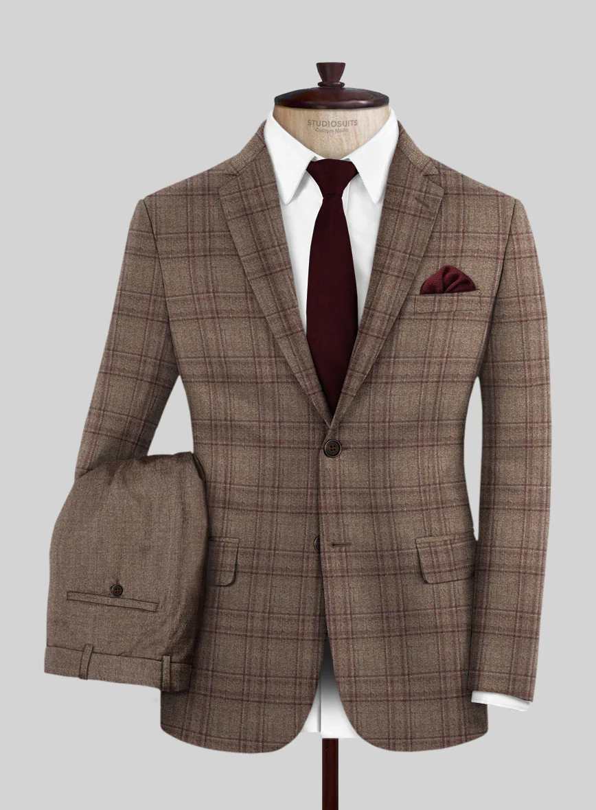 Scabal Amber Brown Wool Combination Suit - Image 2