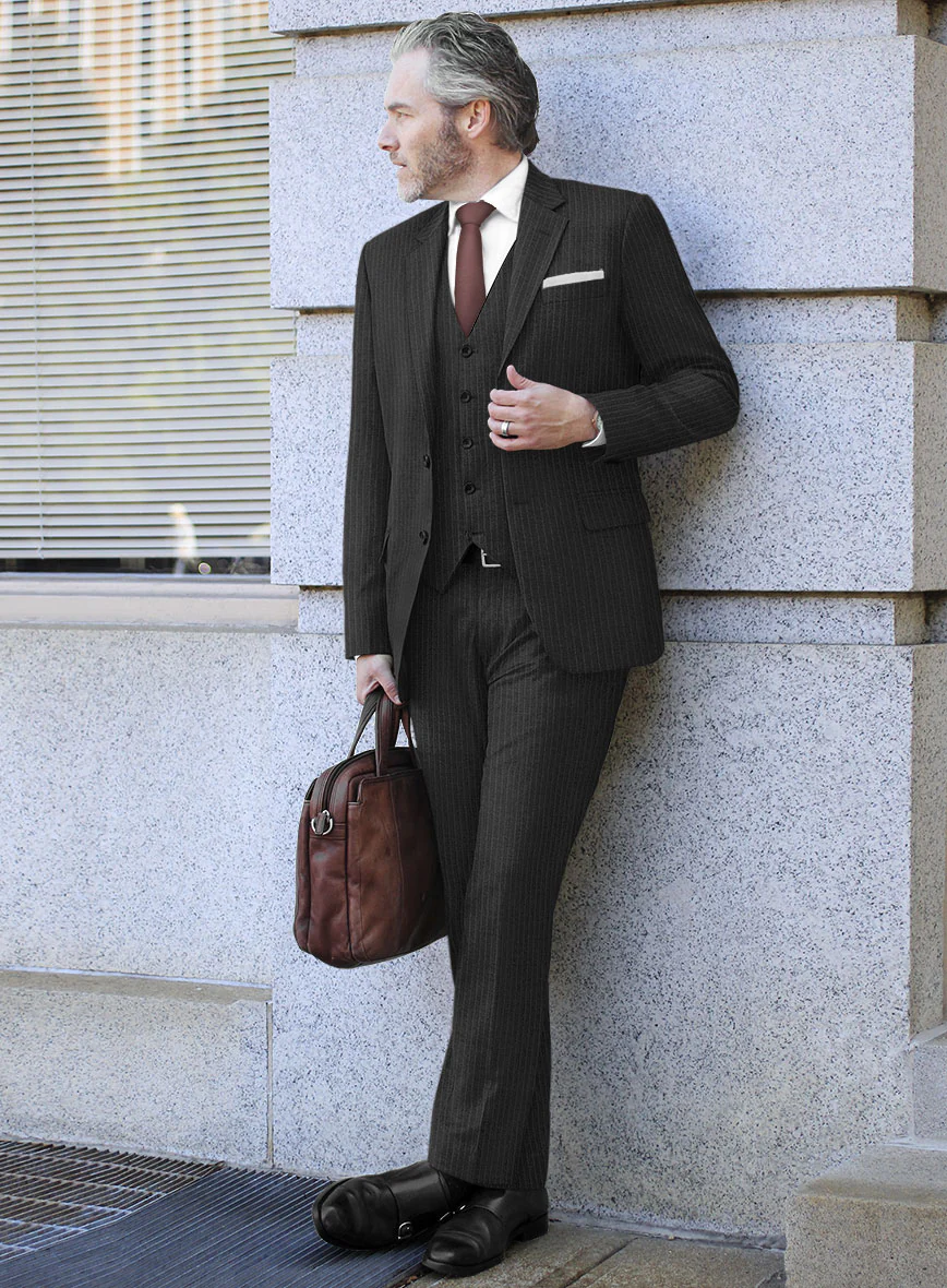 Scabal Amraso Stripe Charcoal Wool Suit - Image 2