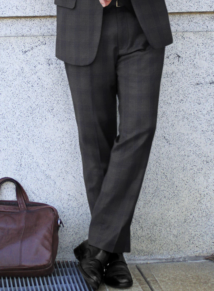 Scabal Arriol Checks Charcoal Wool Pants - Image 2