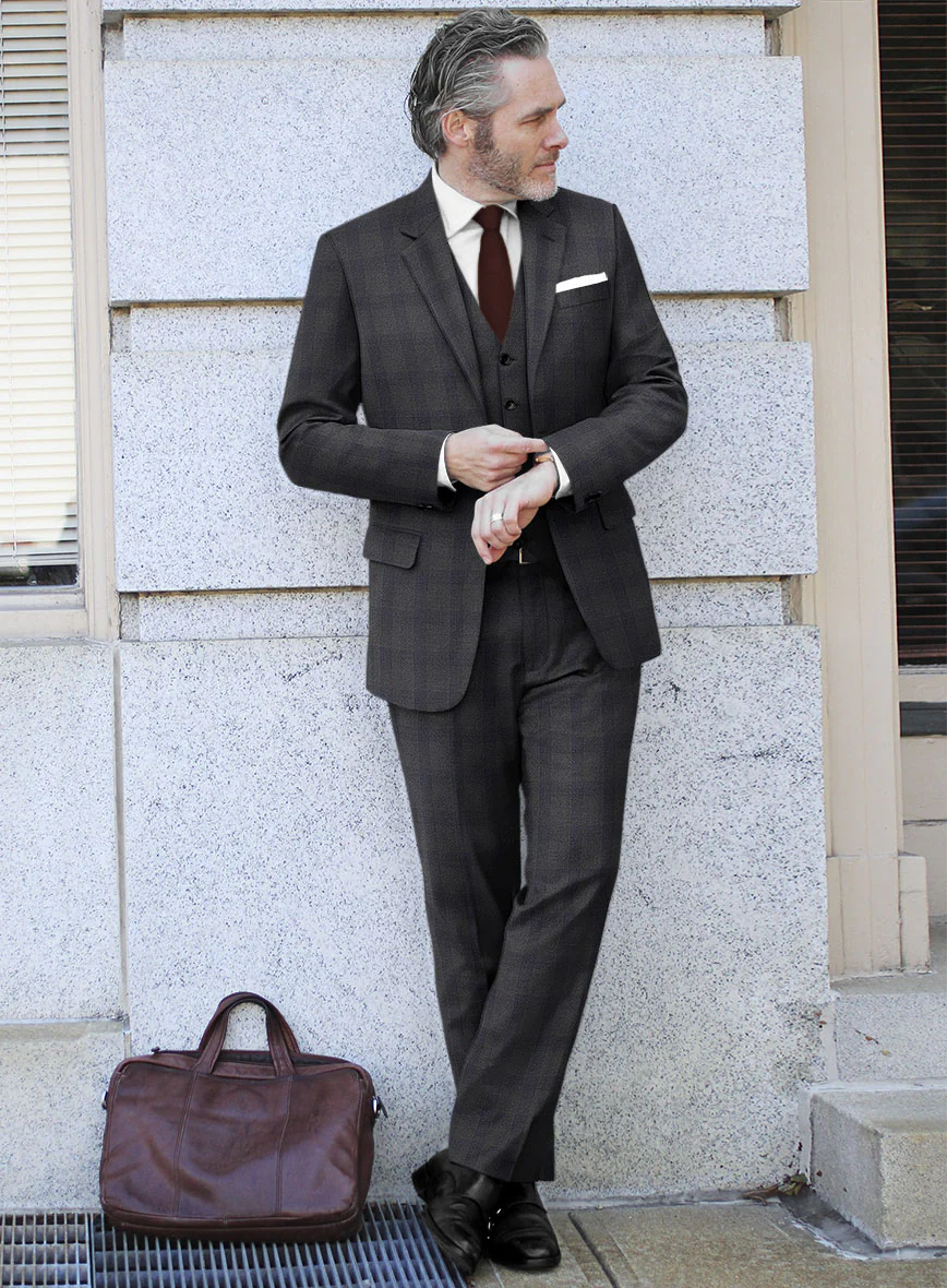 Scabal Arriol Checks Charcoal Wool Suit - Image 2