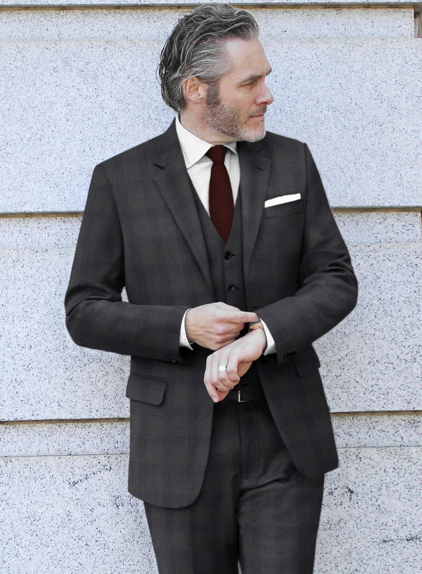 Scabal Arriol Checks Charcoal Wool Suit - Image 4