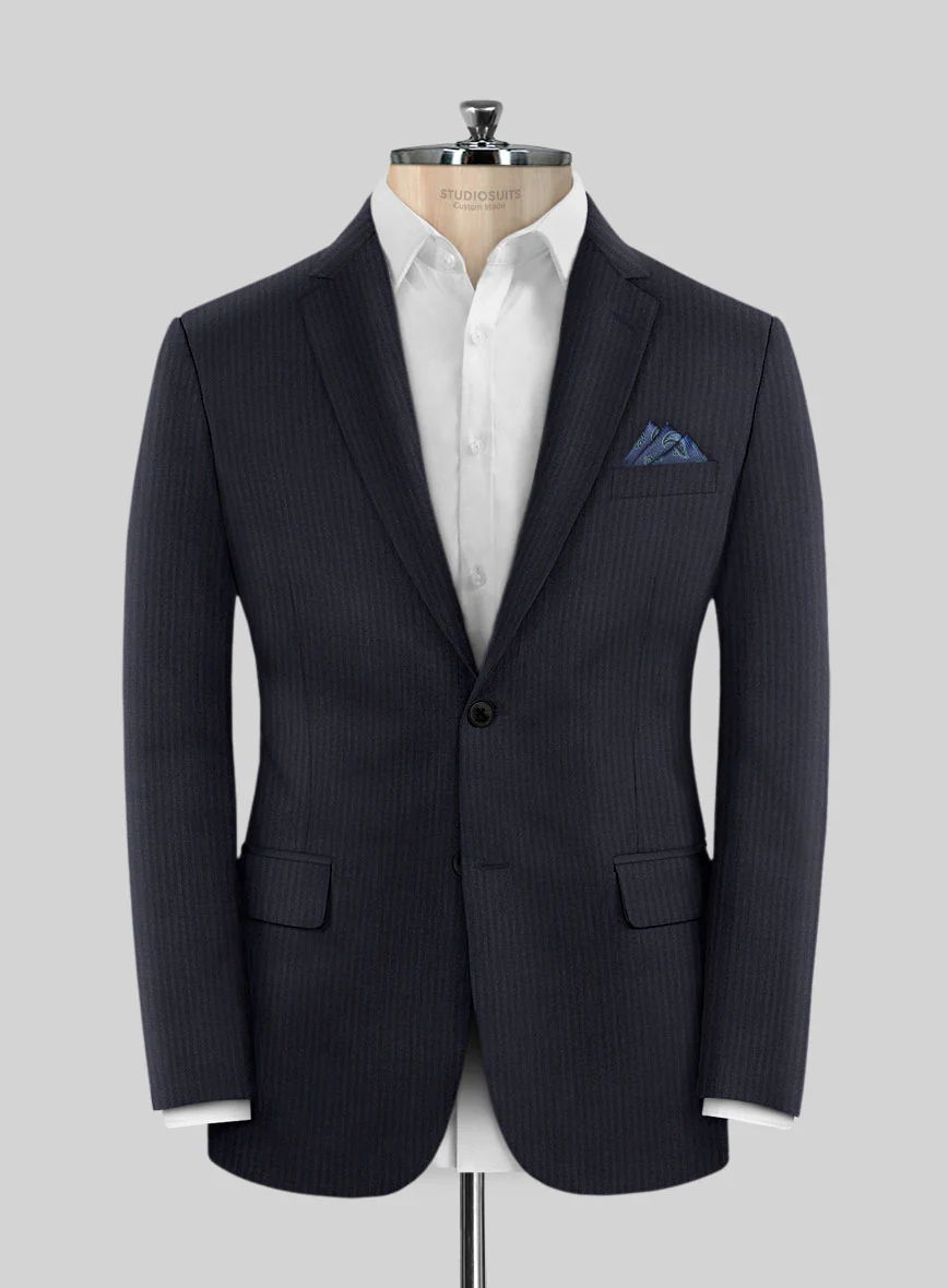Scabal Ascio Stripe Blue Wool Suit - Image 3