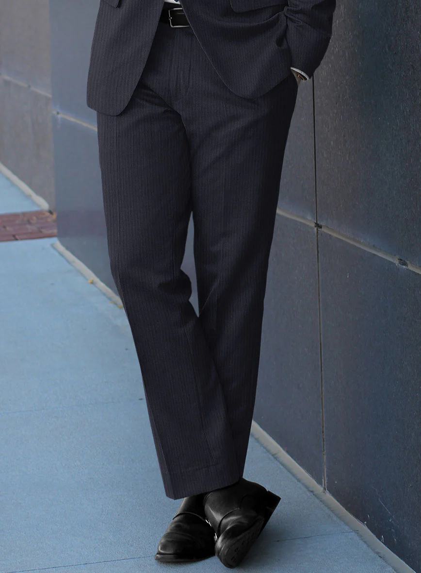 Scabal Ascio Stripe Blue Wool Suit - Image 5
