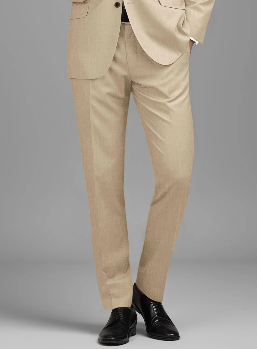 Scabal Beige Wool Pants - Image 2