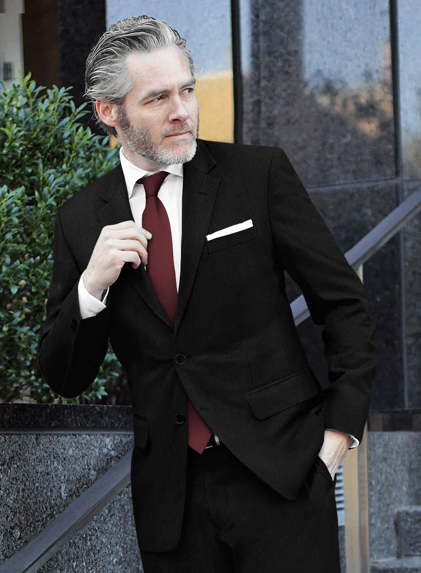 Scabal Black Waffle Wool Jacket - Image 2