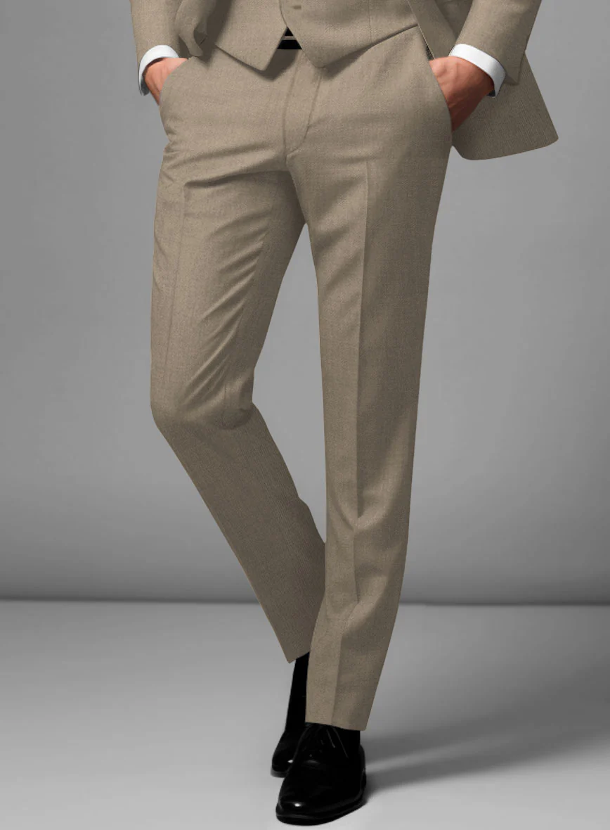 Scabal Boston Khaki Wool Pants - Image 2