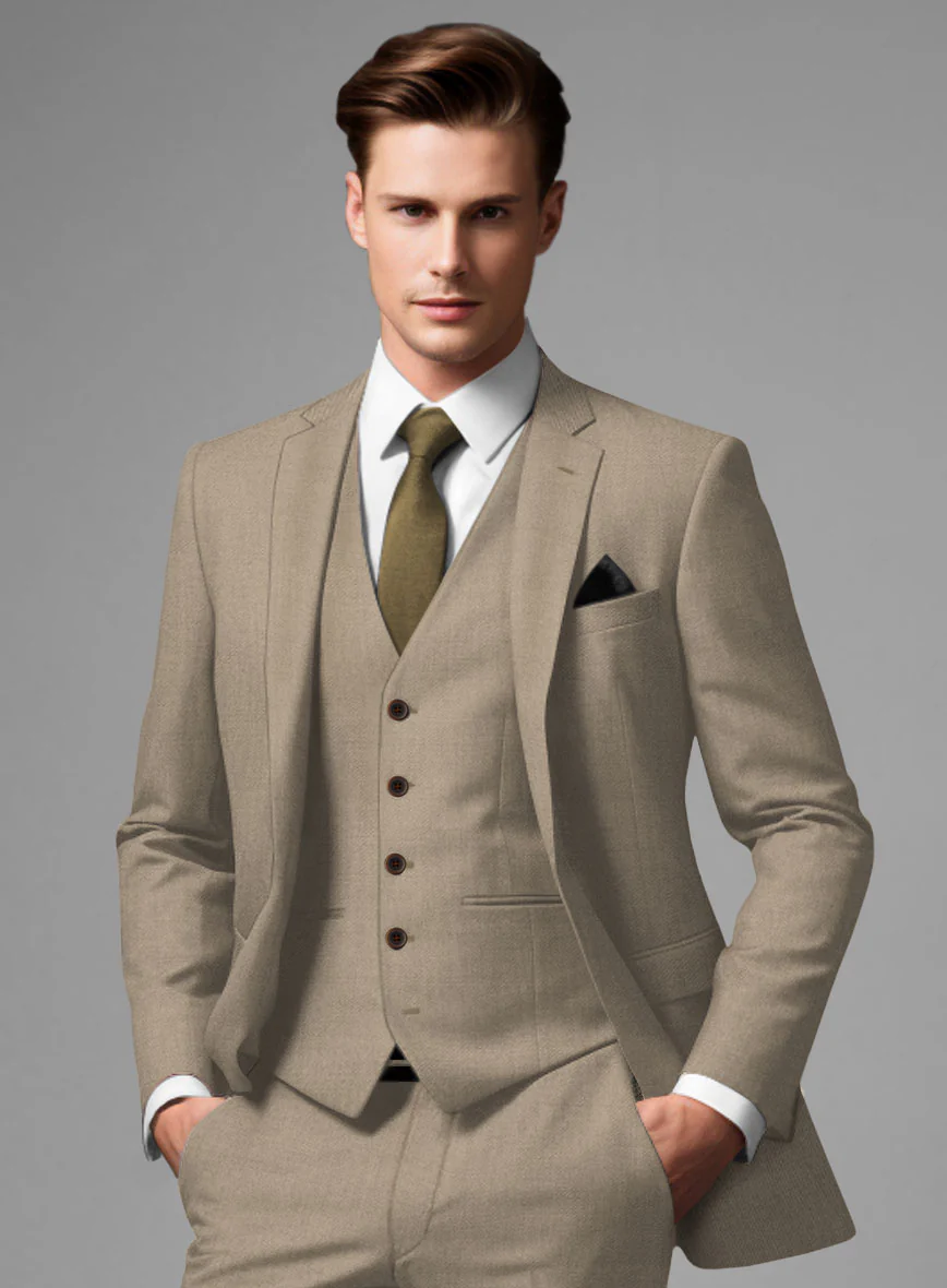 Scabal Boston Khaki Wool Suit - Image 4