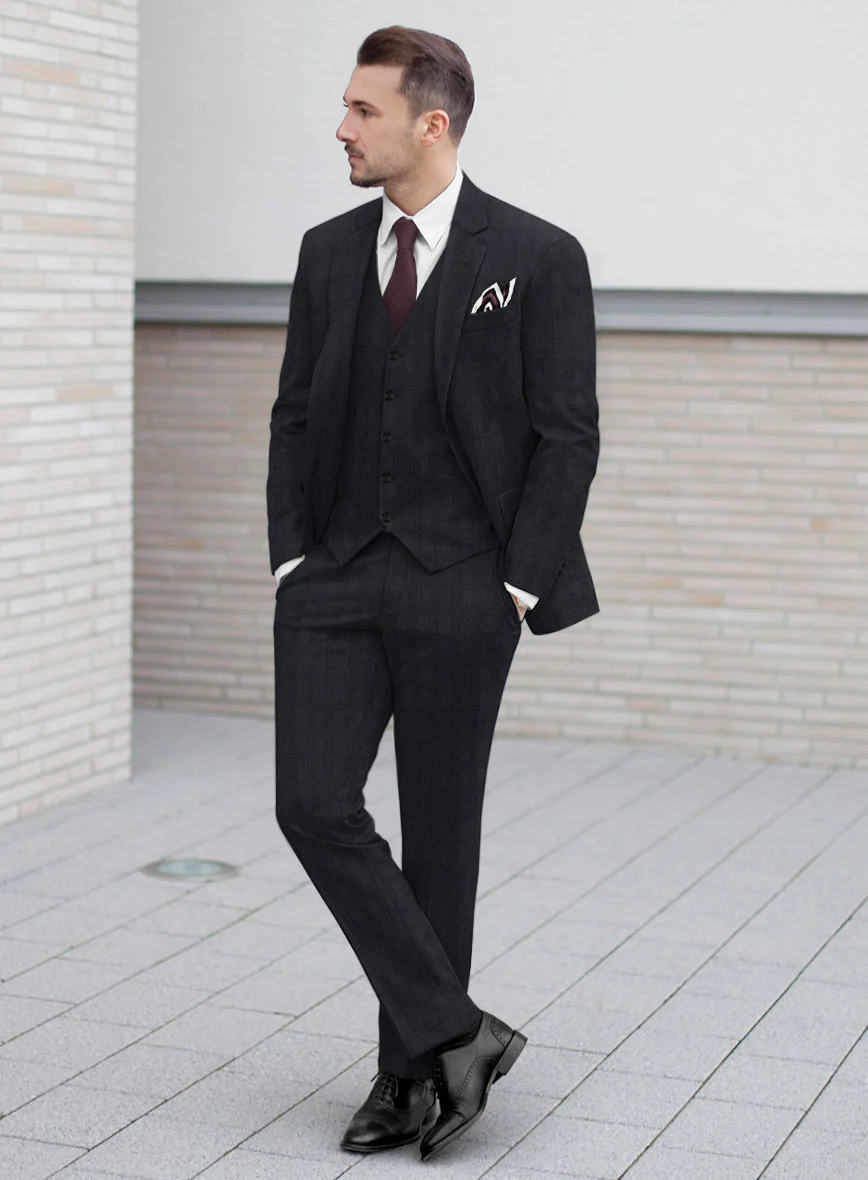 Scabal Cacho Checks Blue Wool Suit - Image 2