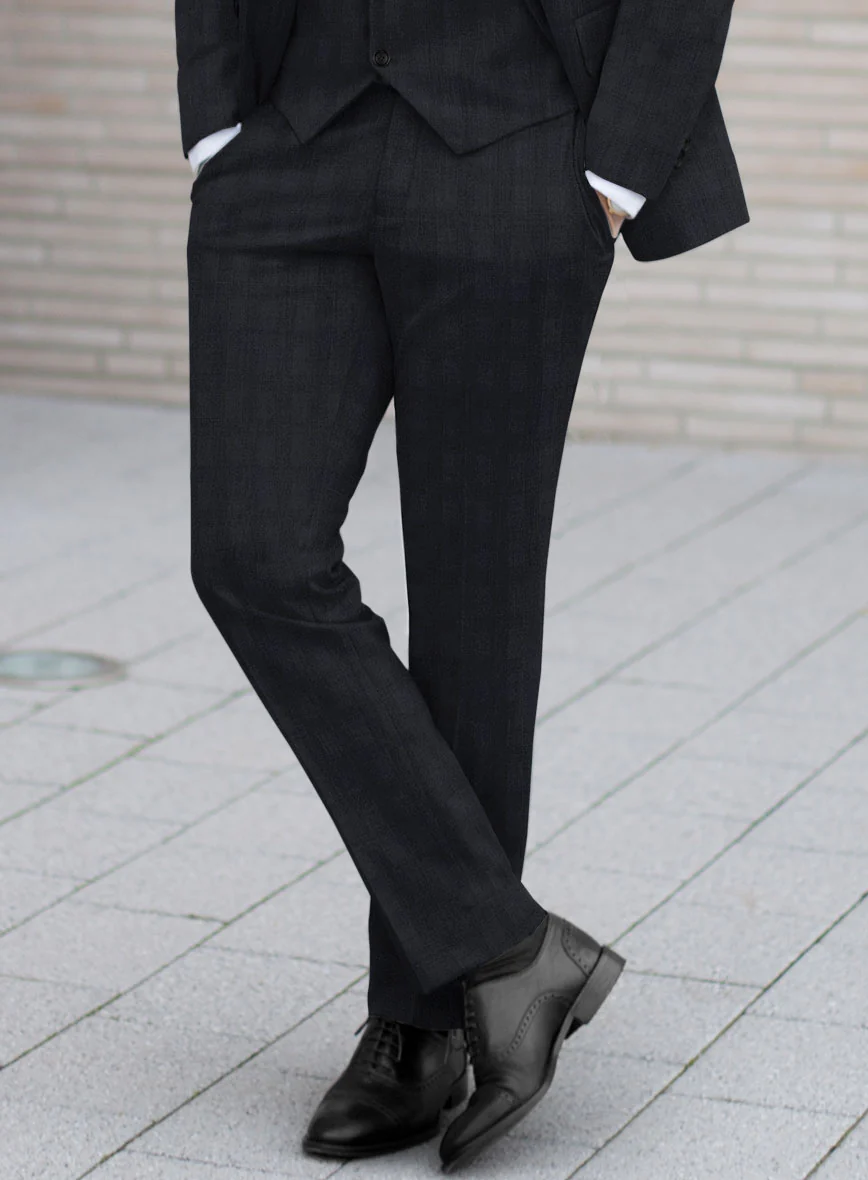Scabal Cacho Checks Blue Wool Suit - Image 5