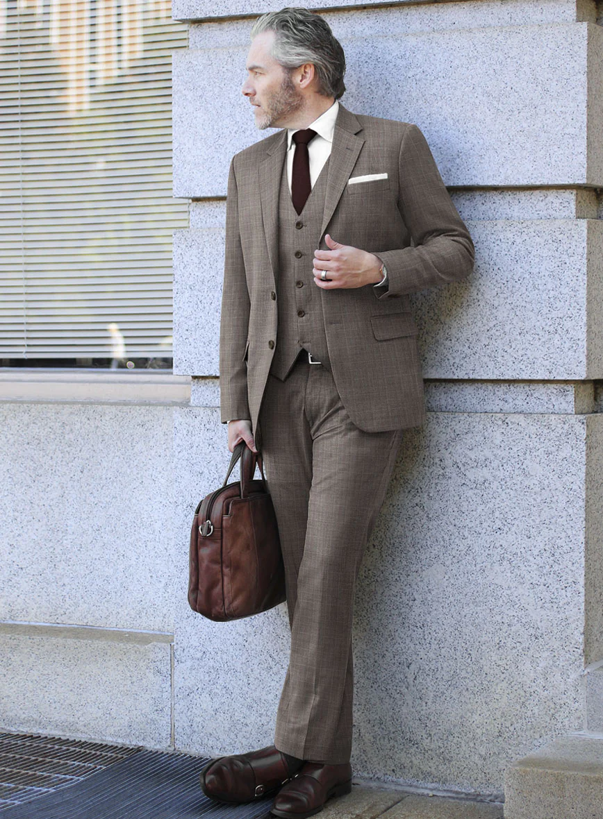 Scabal Cego Checks Brown Wool Suit - Image 2
