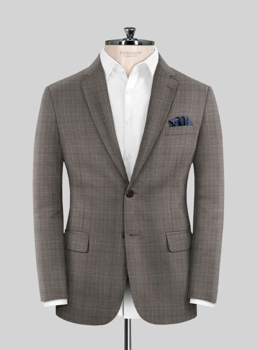 Scabal Cego Checks Brown Wool Suit - Image 3