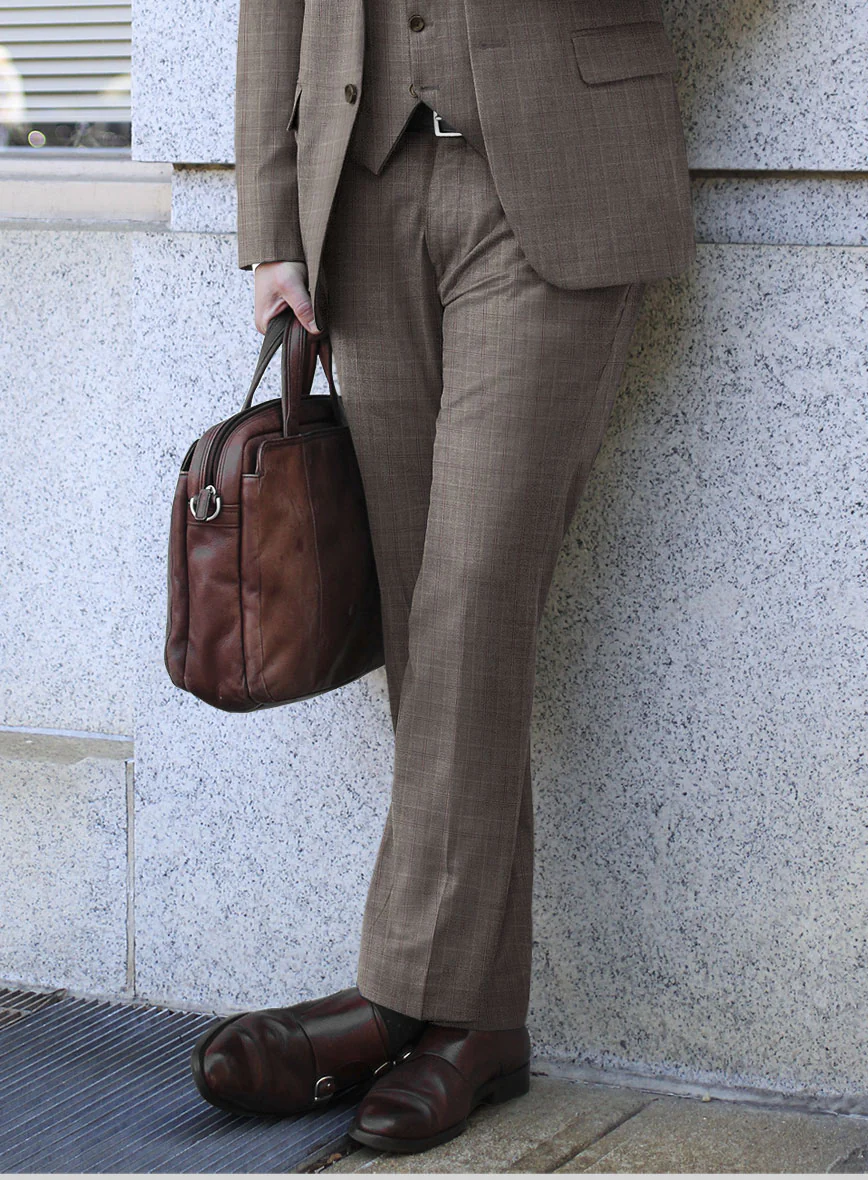 Scabal Cego Checks Brown Wool Suit - Image 5