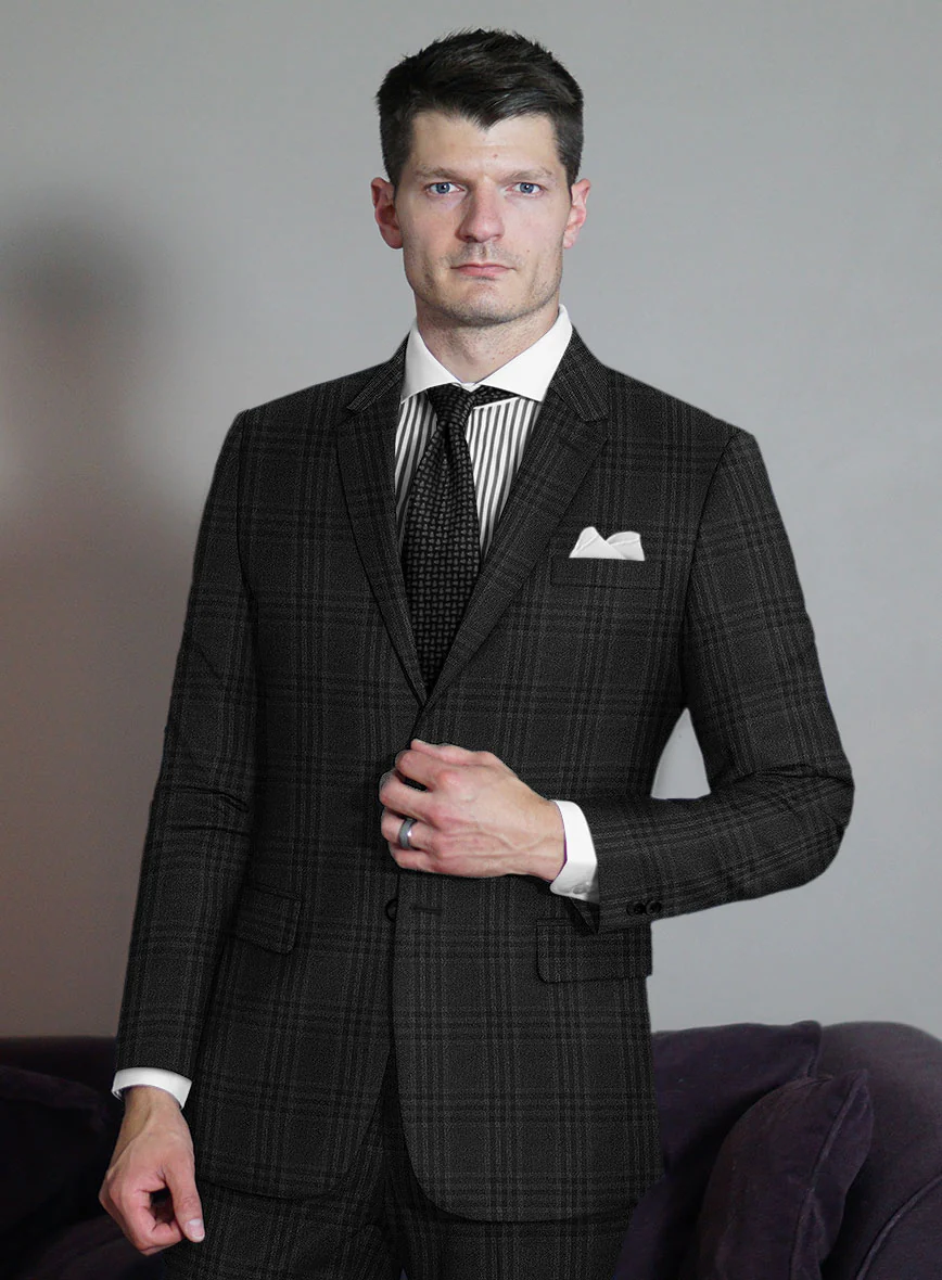 Scabal Charcoal Checks Wool Jacket - Image 2