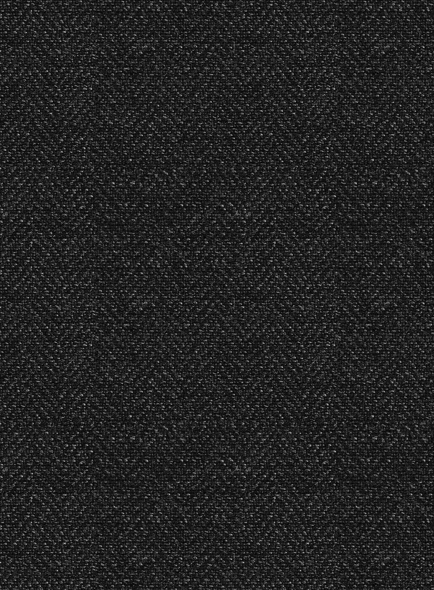 Scabal Charcoal Herringbone Wool Jacket - Image 4