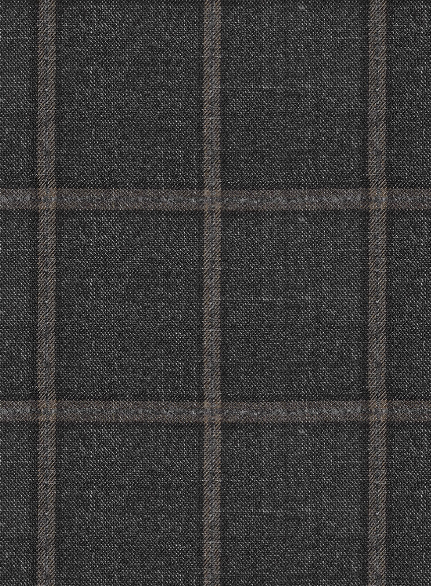 Scabal Charcoal Windowpane Wool Pants - Image 2