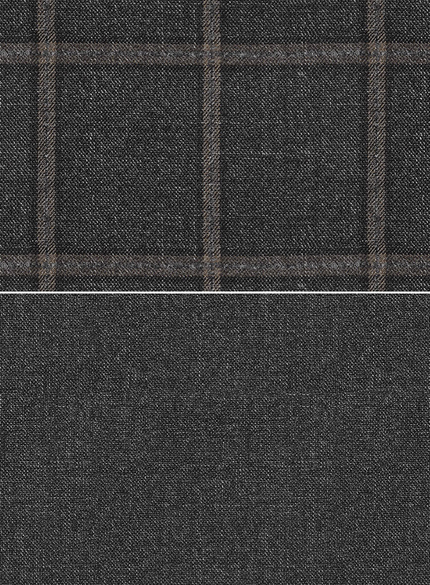 Scabal Charcoal Windowpane Wool Combination Suit - Image 5