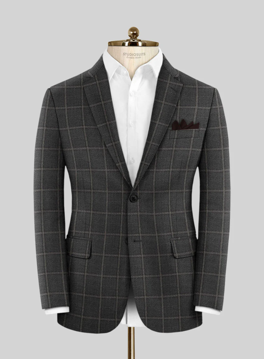 Scabal Charcoal Windowpane Wool Suit - Image 3