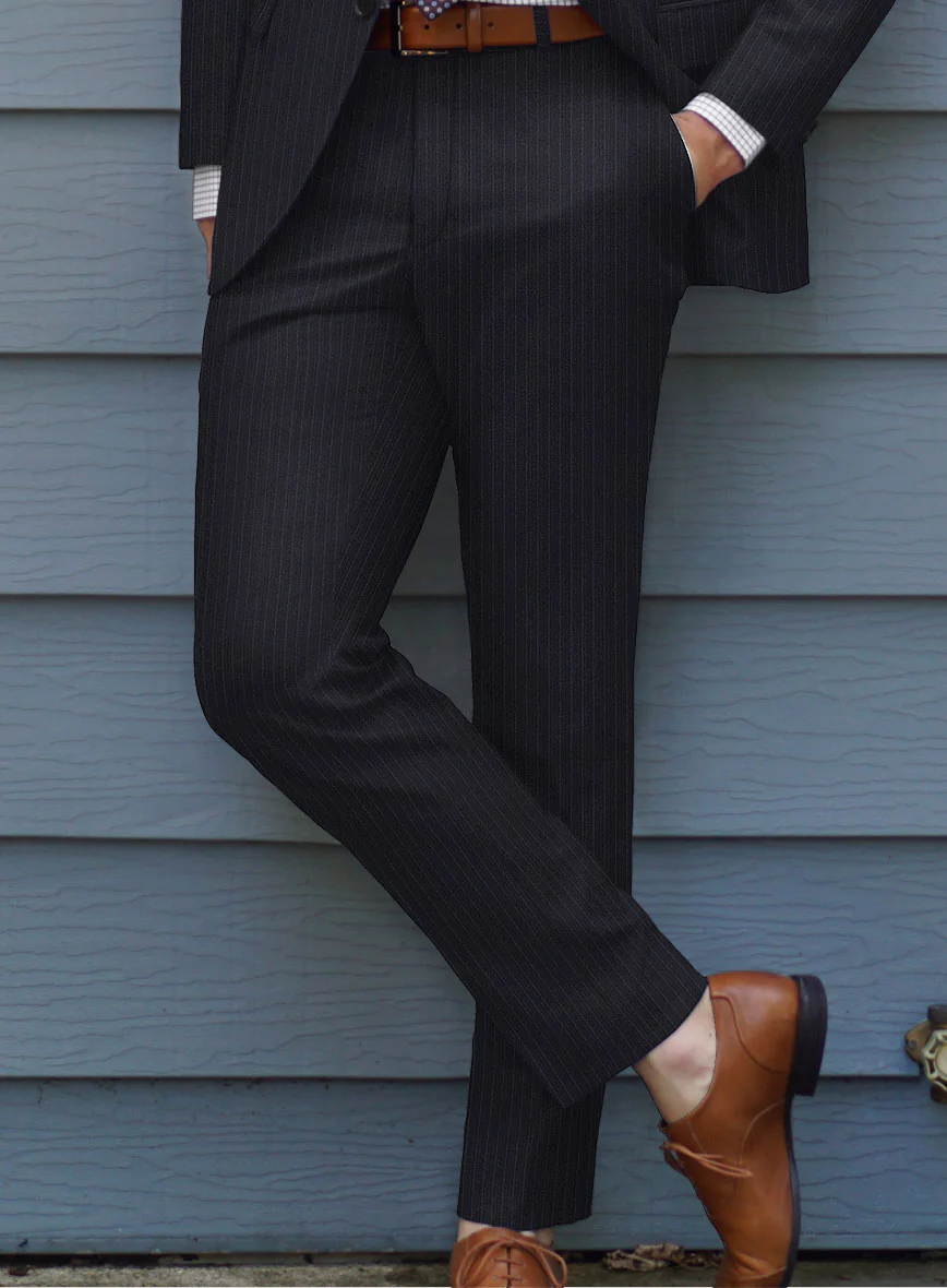 Scabal Ciasso Stripe Blue Wool Pants - Image 2