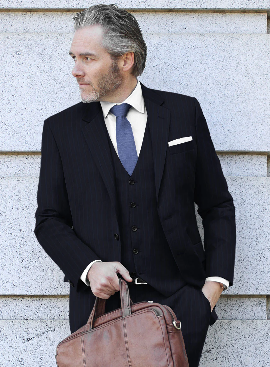 Scabal Ciaz Stripe Blue Wool Jacket - Image 2