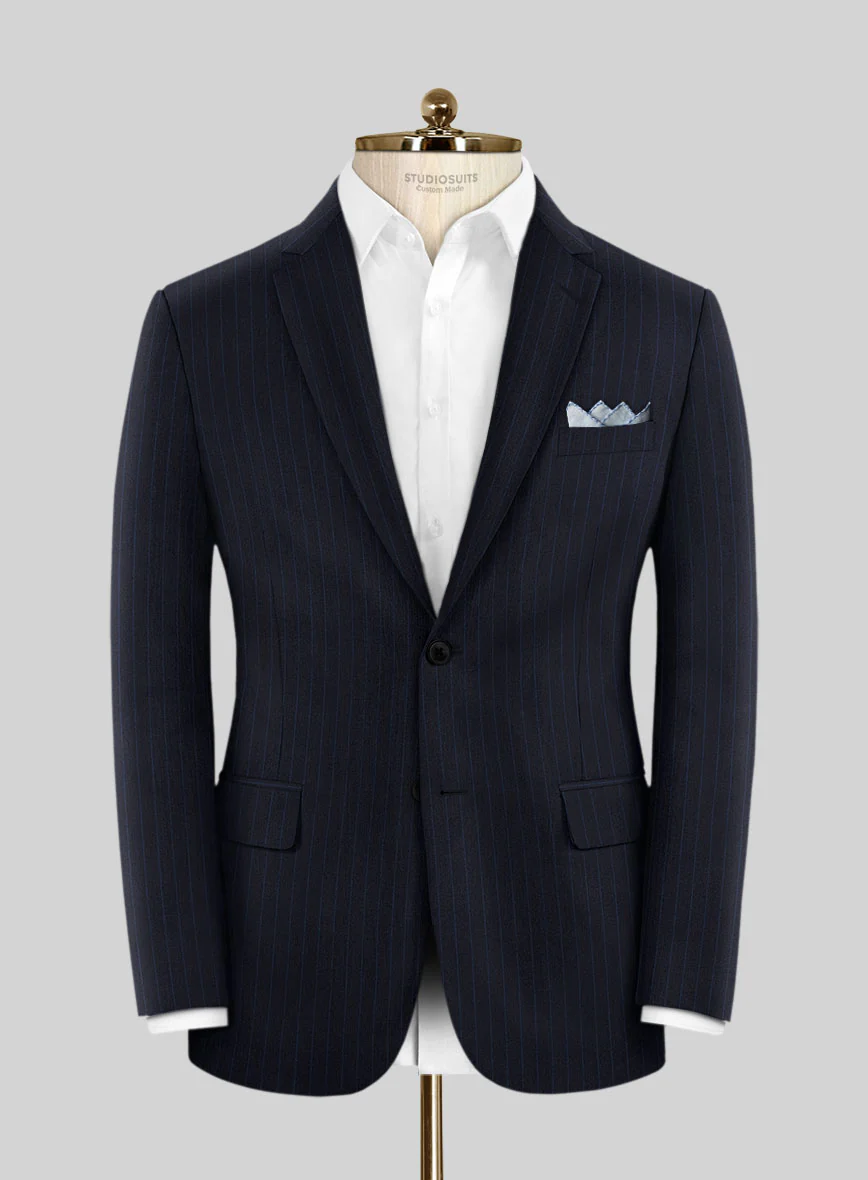 Scabal Ciaz Stripe Blue Wool Suit - Image 3