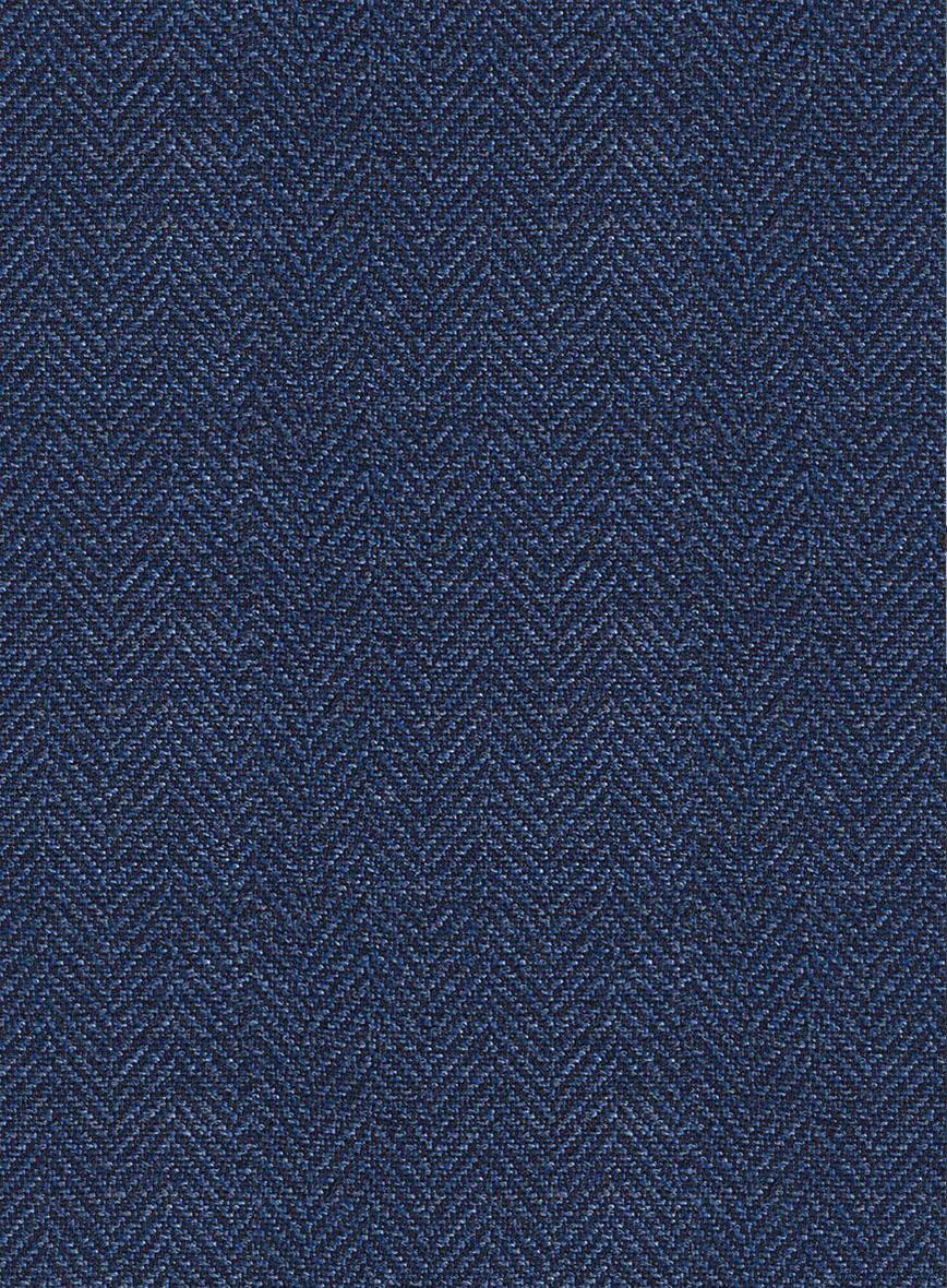 Scabal Cobalt Blue Herringbone Wool Jacket - Image 4