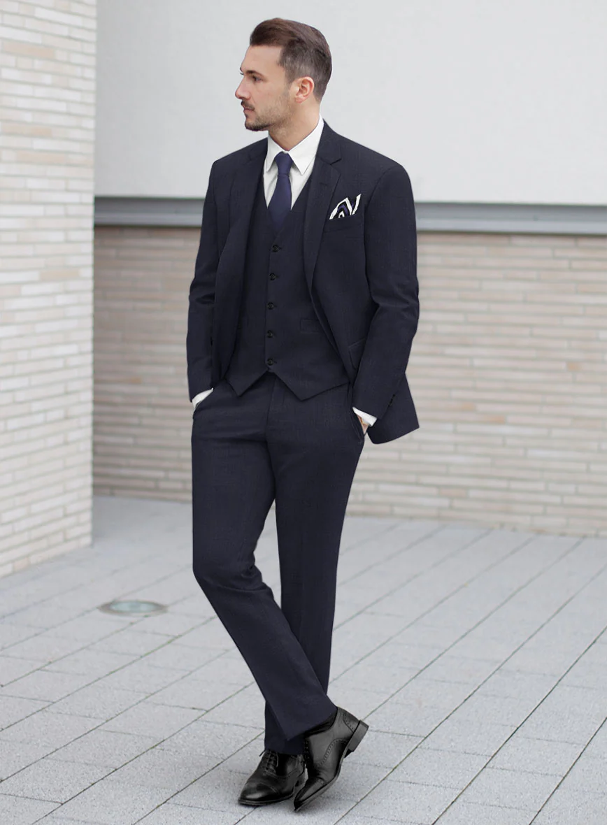 Scabal Corde Navy Blue Wool Suit - Image 2