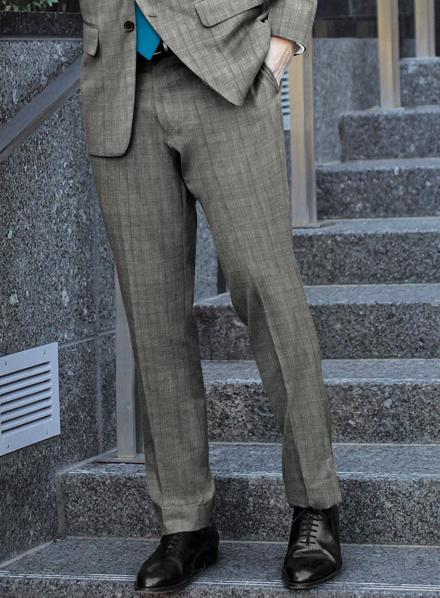 Scabal Cosmopolitan Glen Gray Wool Pants - Image 2