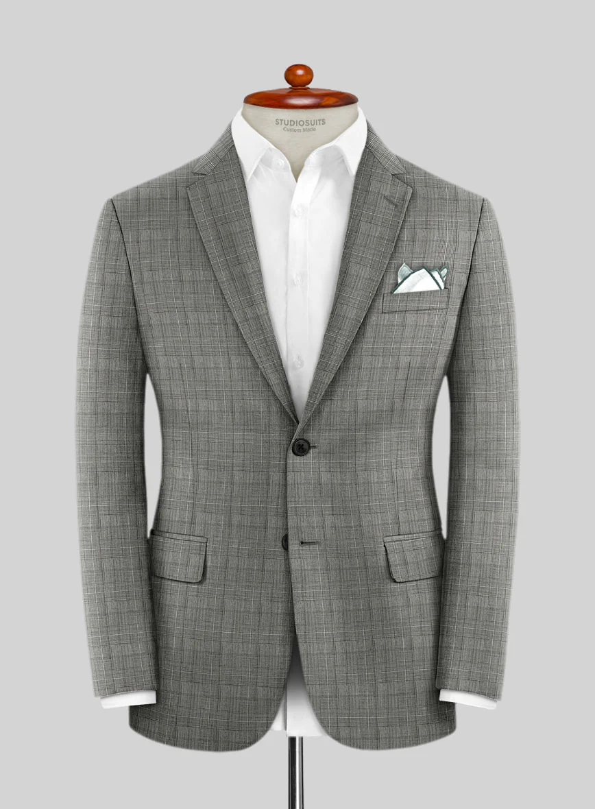 Scabal Cosmopolitan Glen Gray Wool Suit - Image 3