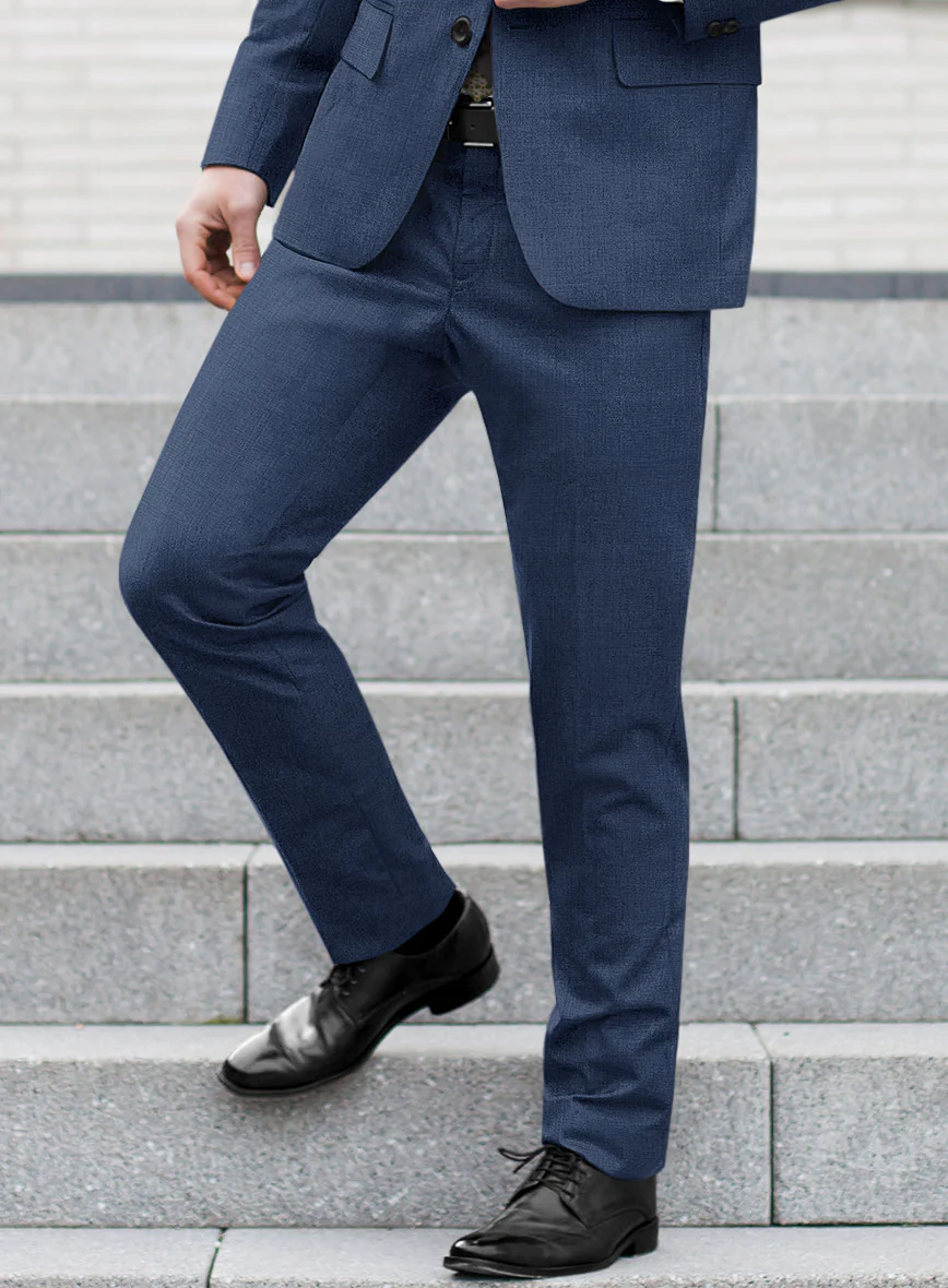 Scabal Cosmopolitan Nailhead Blue Wool Pants - Image 2