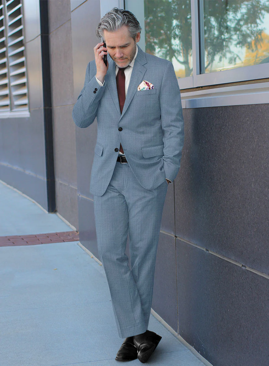 Scabal Cosmopolitan Nailhead Light Blue Wool Suit - Image 2
