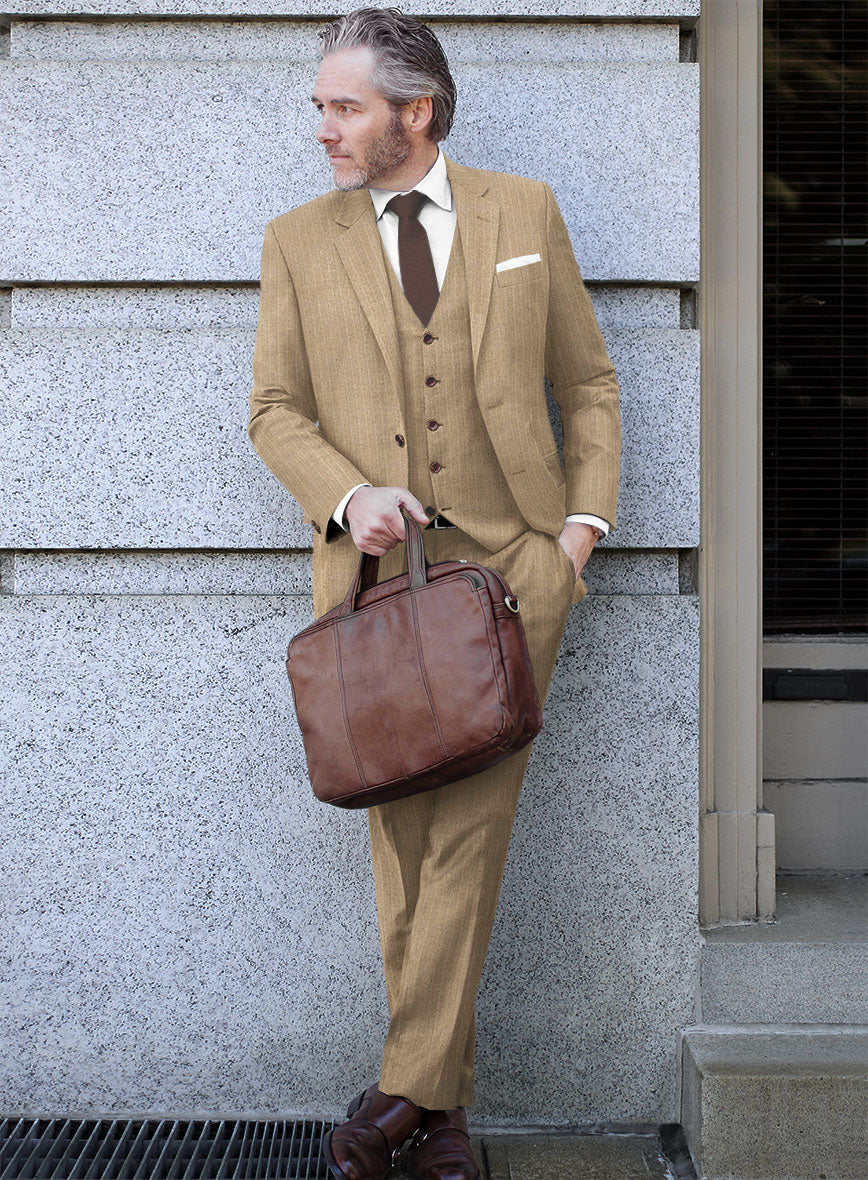 Scabal Cosmopolitan Pinstripe Beige Wool Suit - Image 2