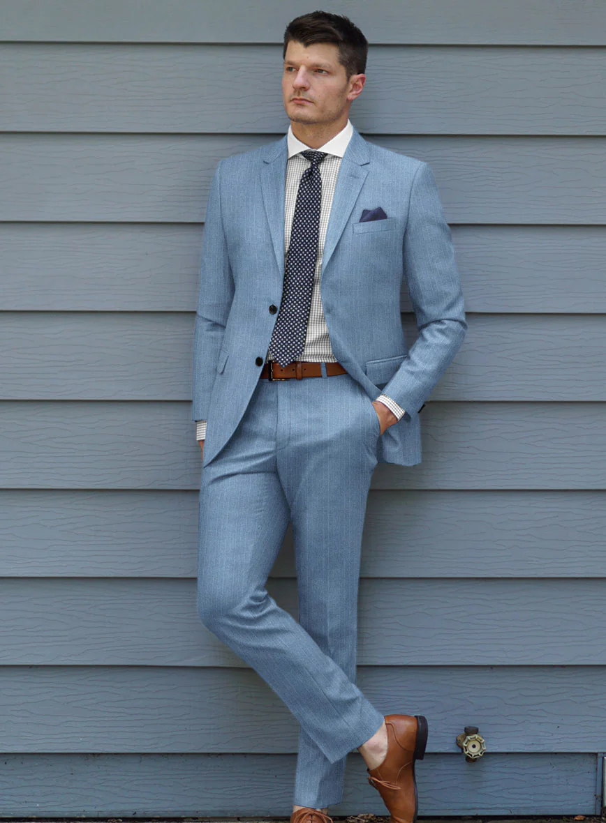 Scabal Cosmopolitan Pinstripe Blue Wool Suit - Image 2