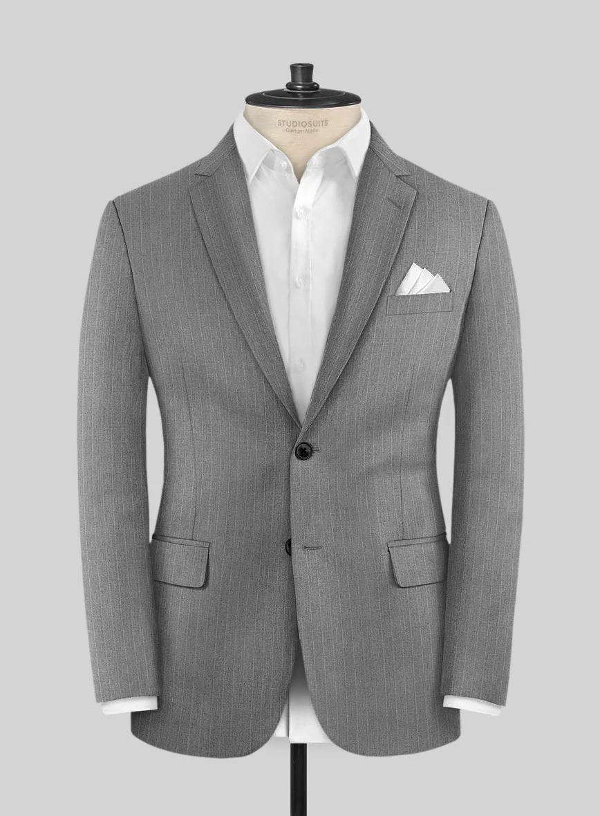Scabal Cosmopolitan Pinstripe Gray Wool Suit - Image 3